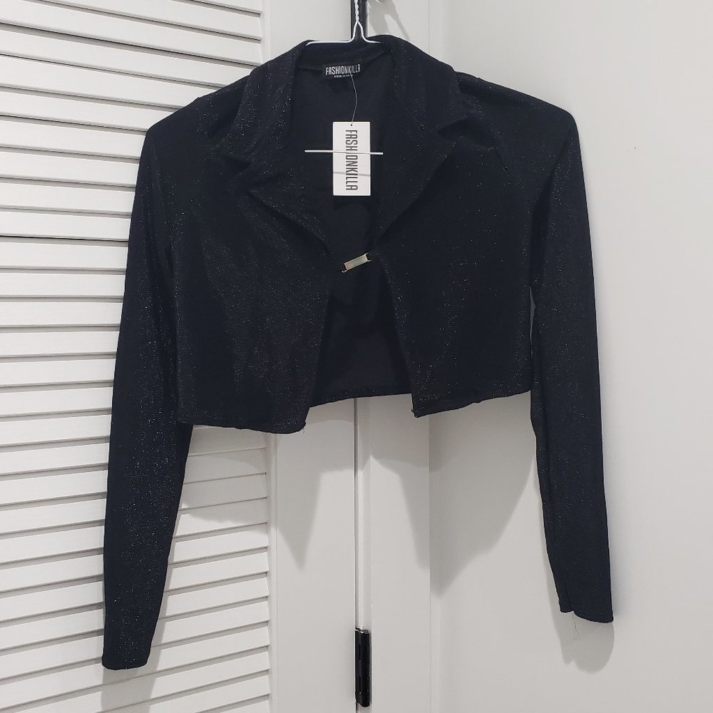 New with Tags Sparkly Black Open Front Cardigan